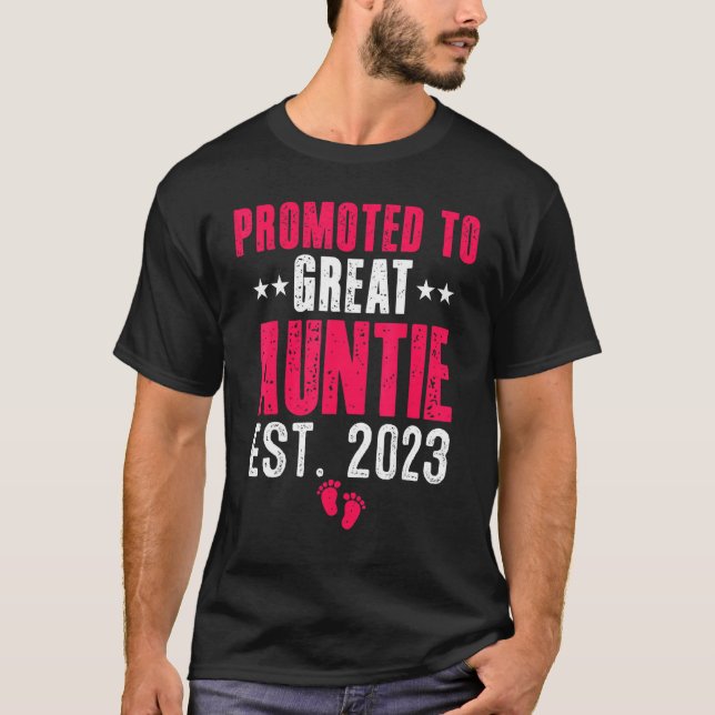 Promoted To Great Auntie 2023 Pregnancy Announceme T-Shirt (Vorderseite)