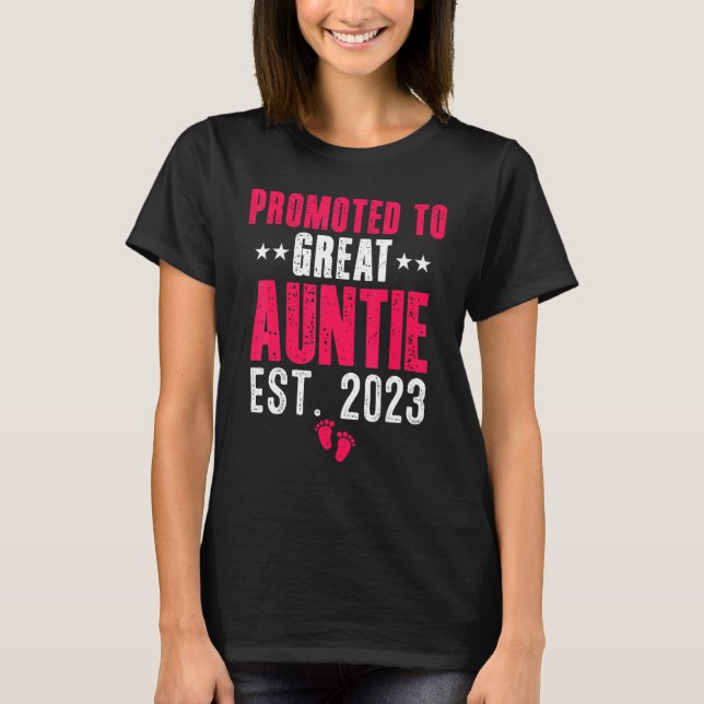 Promoted To Great Auntie 2023 Pregnancy Announceme T-Shirt (Vorderseite)