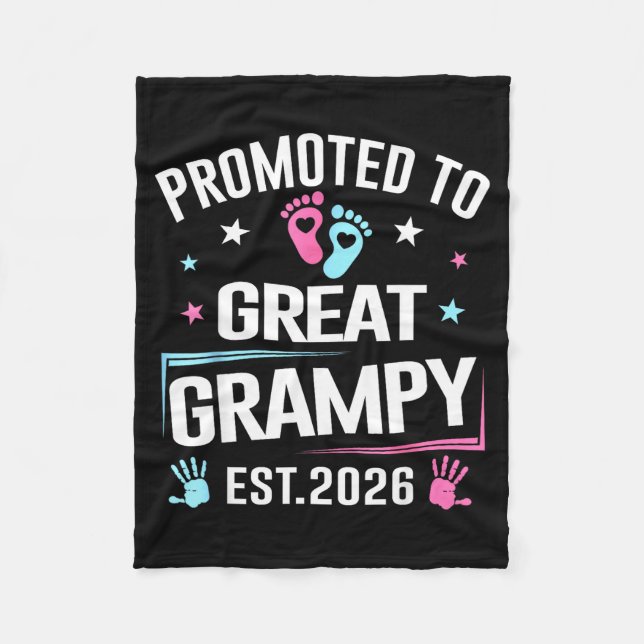 Promoted To Great Grampy Est 2026 Pregnancy Announ Fleecedecke (Vorderseite)