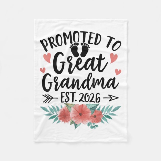 Promoted To Great Grandma Est 2026 First Time New  Fleecedecke (Vorderseite)