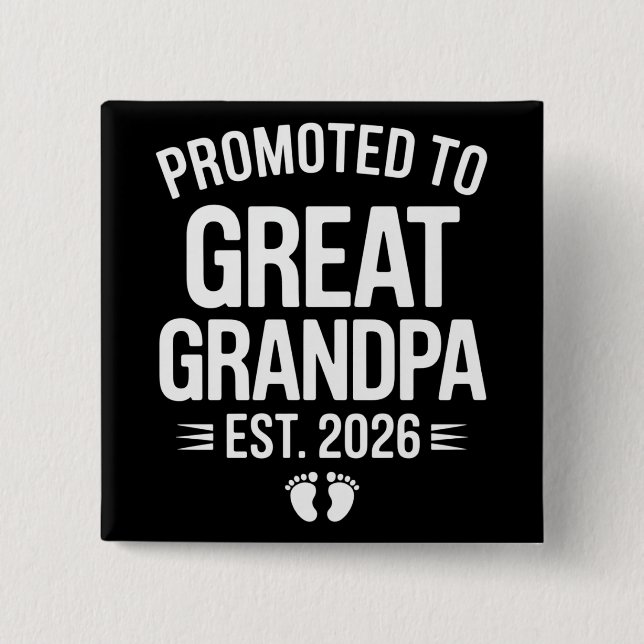 Promoted To Great Grandpa Est 2026 Pregnancy Baby Button (Vorderseite)