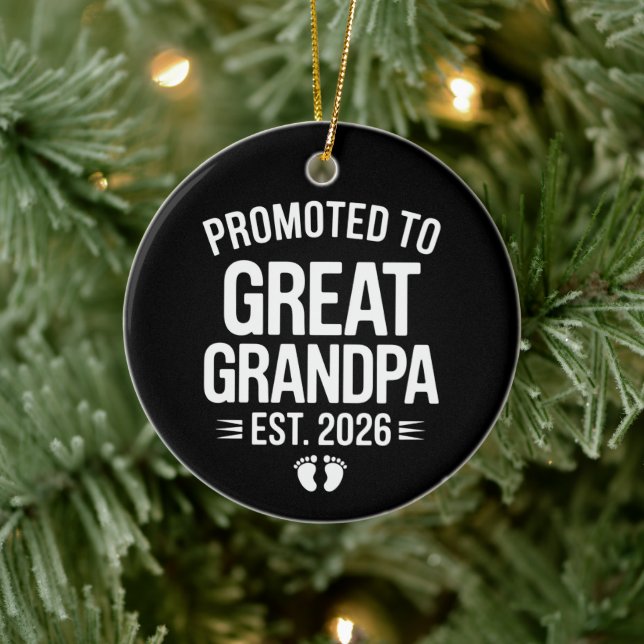 Promoted To Great Grandpa Est 2026 Pregnancy Baby Keramik Ornament (Baum)