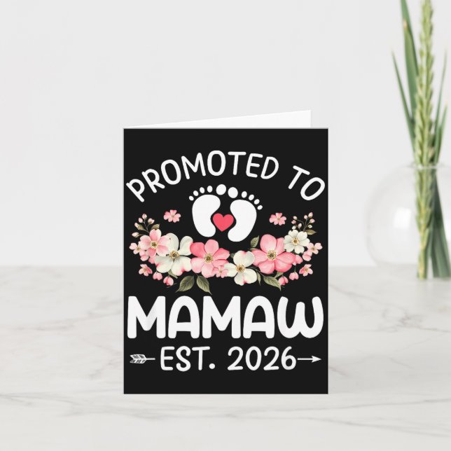 Promoted To Mamaw 2026 First Time Floral New Mamaw Karte (Vorderseite)