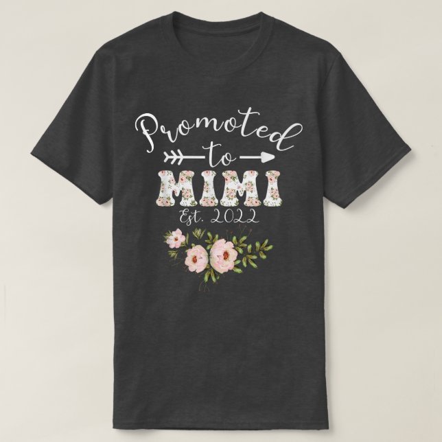 Promoted To Mimi Est 2022 Women Floral First Time  T-Shirt (Design vorne)
