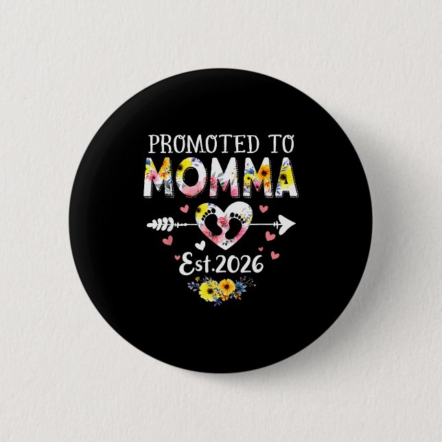 Promoted To Momma 2026 First Time New Grandma Preg Button (Vorderseite)