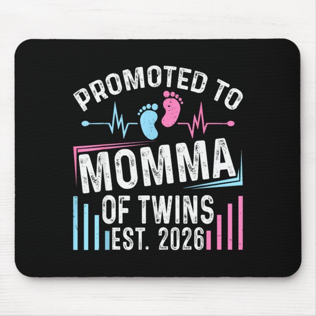 Promoted To Momma Of Twins Est 2026 Baby Shower Vi Mousepad (Vorne)