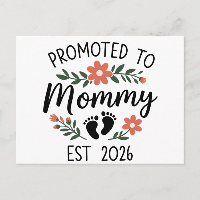 Promoted to Mommy 2026 Funny First Time Pregnancy  Ankündigungspostkarte (Vorderseite)