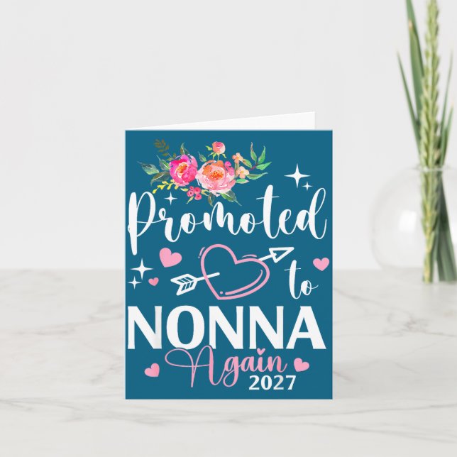 Promoted To Nonna Again Est 2027 Flower Heart  Karte (Vorderseite)
