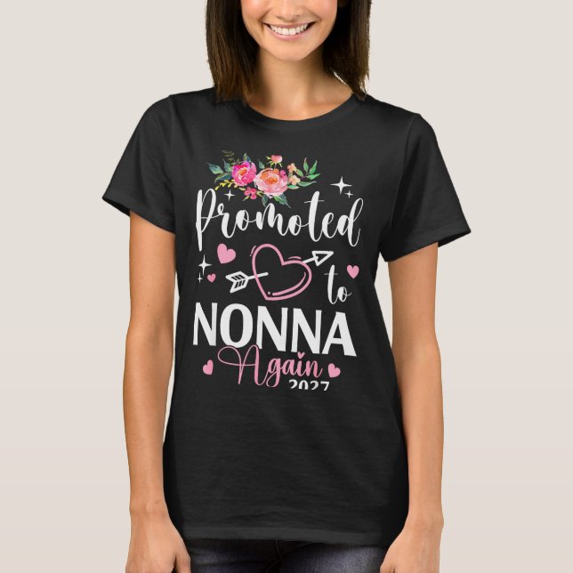 Promoted To Nonna Again Est 2027 Flower Heart  T-Shirt (Vorderseite)