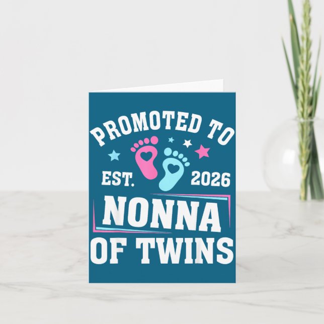 Promoted To Nonna Est 2026 Of Twins Gender Reveal  Karte (Vorderseite)