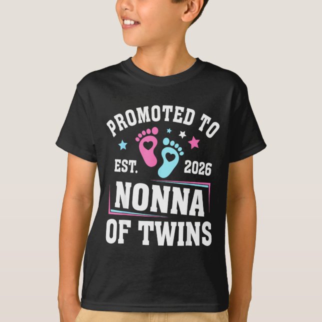 Promoted To Nonna Est 2026 Of Twins Gender Reveal  T-Shirt (Vorderseite)
