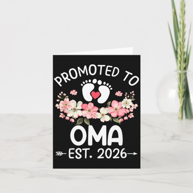 Promoted To Oma 2026 First Time Floral New Oma  Karte (Vorderseite)
