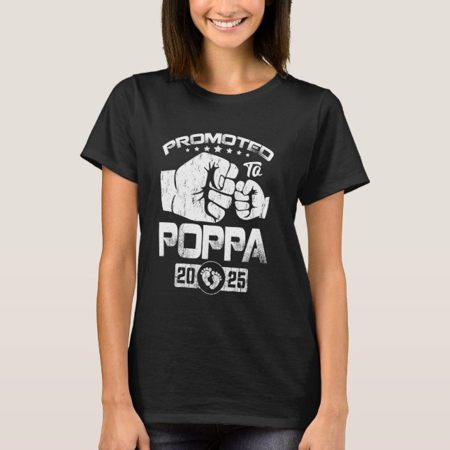 Promoted To Poppa EST. 2025 Funny Soon To Be Poppa T-Shirt (Vorderseite)