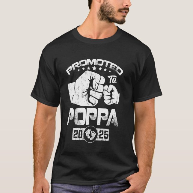 Promoted To Poppa EST. 2025 Funny Soon To Be Poppa T-Shirt (Vorderseite)