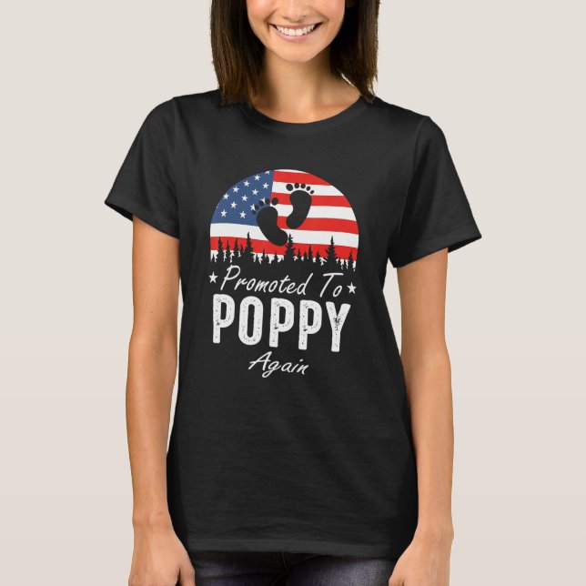 Promoted To Poppy Again 2024 US Flag Father's Day T-Shirt (Vorderseite)