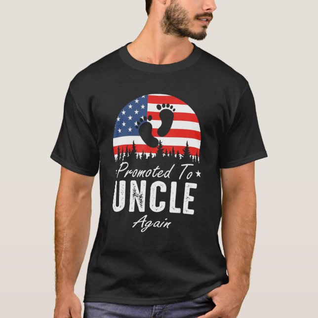 Promoted To Uncle Again 2024 US Flag Father's Day T-Shirt (Vorderseite)
