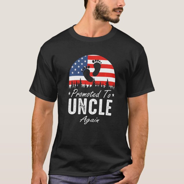 Promoted To Uncle Again 2024 US Flag Father's Day  T-Shirt (Vorderseite)