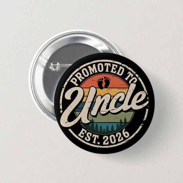 Promoted To Uncle Est 2026 Pregnancy Announcement  Button (Vorne & Hinten)