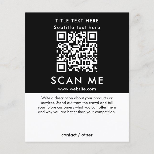 Promotion Scan Me QR Code Black & White Business Flyer (Vorne)