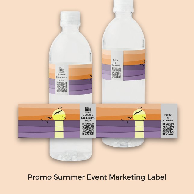 Promotion Summer Event Marketing Logo CTA QR Socia Wasserflaschenetikett (Promo Summer Event Marketing Logo CTA QR Social Water Bottle Label)