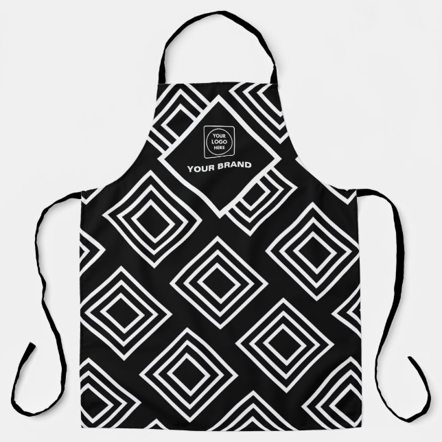 Promotional Company Logo Black White Branding Schürze (Vorderseite)