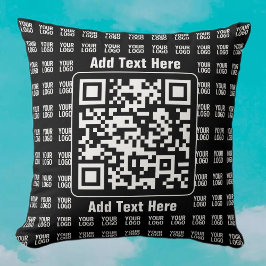 Promotional QR code (editable) plus Logo Pattern Kissen