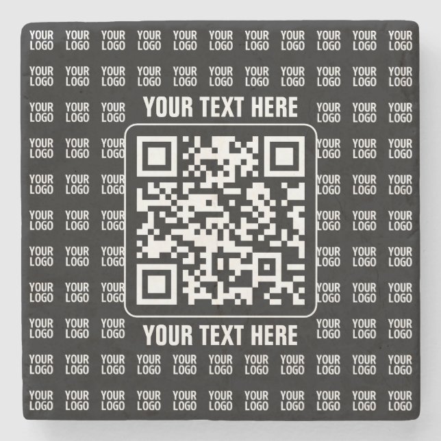 Promotional QR code (editable) plus Logo Pattern Steinuntersetzer (Vorderseite)