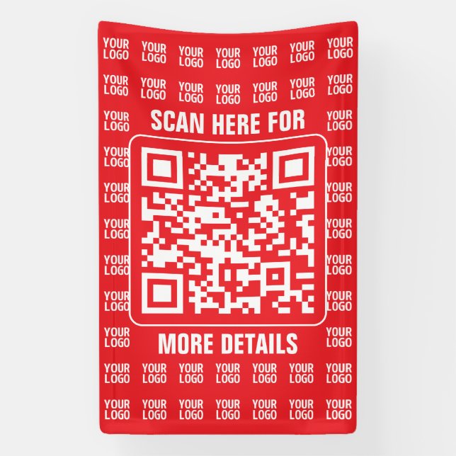 Promotionaler QR-Code (editierbar) mit Logo-Muster Banner (Vertikal)