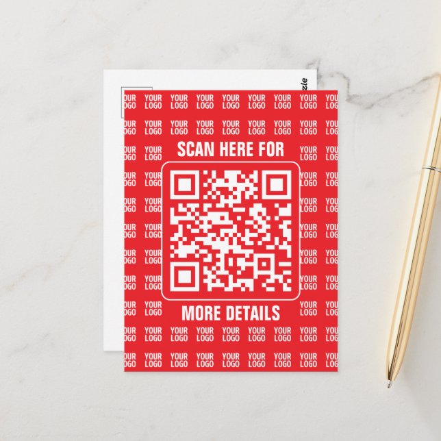 Promotionaler QR-Code (editierbar) mit Logo-Muster Postkarte (Vorderseite/Rückseite Beispiel)