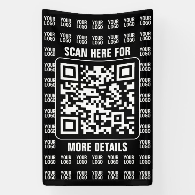 Promotionaler QR-Code (editierbar) plus Logo-Muste Banner (Vertikal)