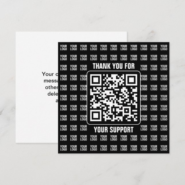 Promotionaler QR-Code (editierbar) plus Logo-Muste Dankeskarte (Vorne/Hinten)