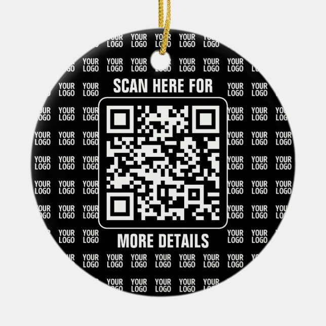Promotionaler QR-Code (editierbar) plus Logo-Muste Keramik Ornament (Vorne)