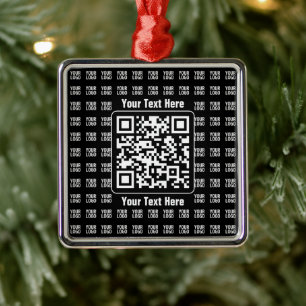 Promotionaler QR-Code (editierbar) plus Logo-Muste Ornament Aus Metall