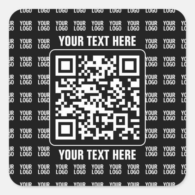 Promotionaler QR-Code (editierbar) plus Logo-Muste Quadratischer Aufkleber (Vorderseite)