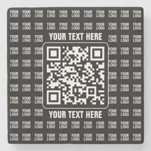 Promotionaler QR-Code (editierbar) plus Logo-Muste Steinuntersetzer