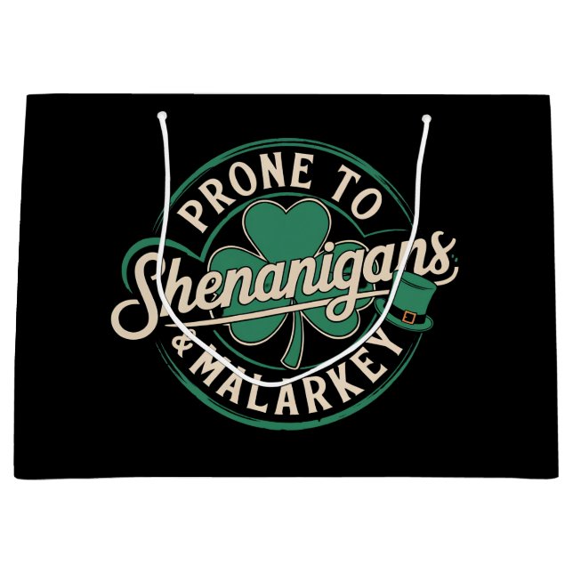 Prone to Shenanigans & Malarkey St Patrick's Day Große Geschenktüte (Vorderseite)