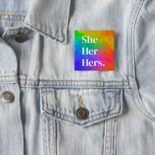 Pronomen Button Regenbogenmalerei