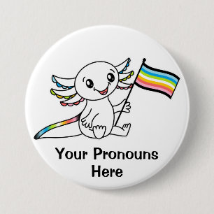 PRONOTIERT Niedliches Axolotl mit Queem Flag LGBTQ Button