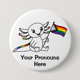 PRONOTIERT Niedliches Flag Axolotl Quasar Rainbow  Button