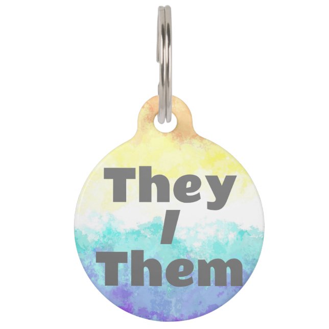 Pronoun Boho Genderfaun Pride Flag Haustiermarke (Vorderseite)