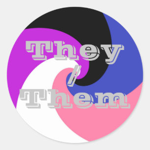 Pronoun Spiral Genderfluid-Druckfahne Runder Aufkleber