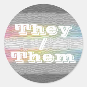 Pronoun Squiggly Demifluid-Druckfarben-Flag mit in Runder Aufkleber