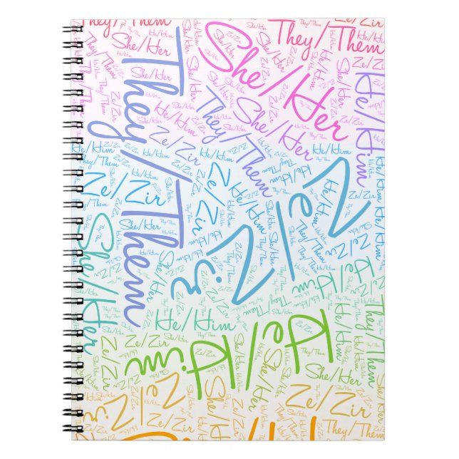 Pronoun Stolz Geschlecht queer Regenbogen lgbtqa Notizblock (Vorderseite)