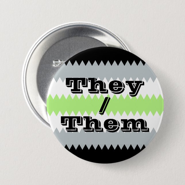 Pronoun ZigZag Agender Pride-Flag mit individualis Button (Vorne & Hinten)