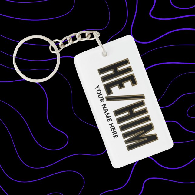 Pronouns Er Ihn Schwarz und Gold Schlüsselanhänger (Von Creator hochgeladen)