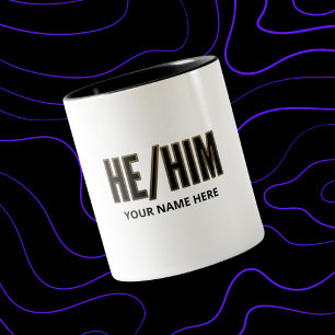 Pronouns Er Ihn Schwarz und Gold Zweifarbige Tasse