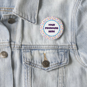 PRONOUNS-Fahne für Regenbogen-Sprinklen Polyamory- Button