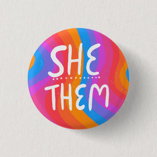 Pronouns farbenfrohe Handschrift Streifen Button