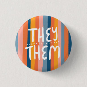 Pronouns farbenfrohe Handschrift Streifen Button