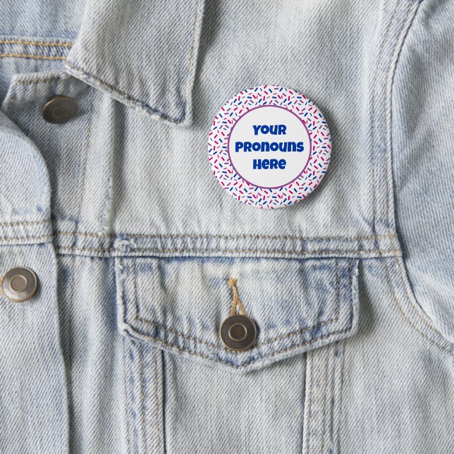 PRONOUNS: Rainbow Sprinkles Bisexuelles Pride Flag Button (Beispiel)